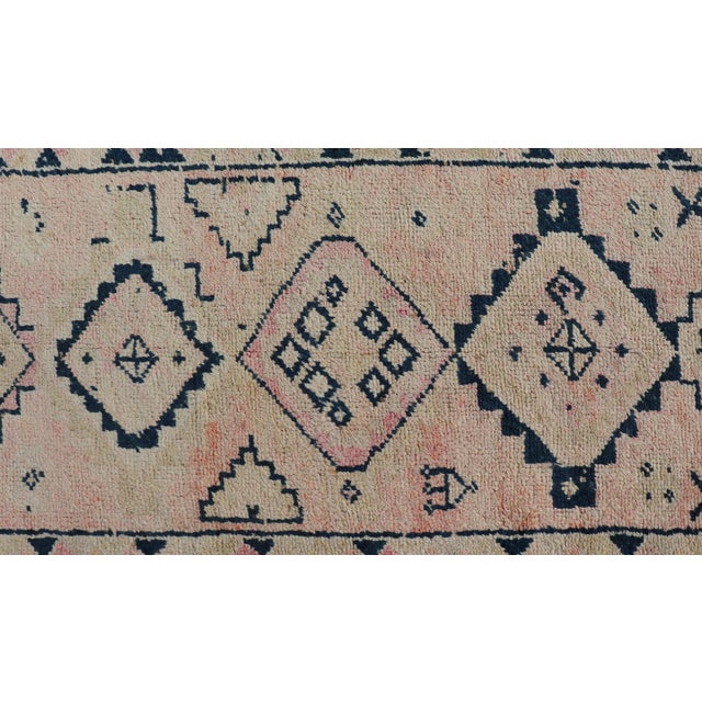 Vintage Hand Knotted Turkish Runner With Tribal Design in Muted Tones For Sale - Image 9 of 12