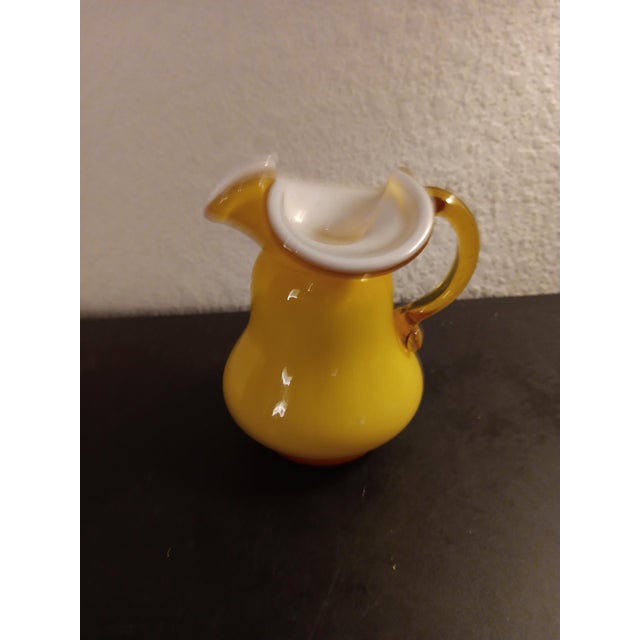 STUNNING VTG Kanawha Yellow Cased Glass 5" Miniature Pitcher. This vintage Kanawha miniature pitcher is a stunning...