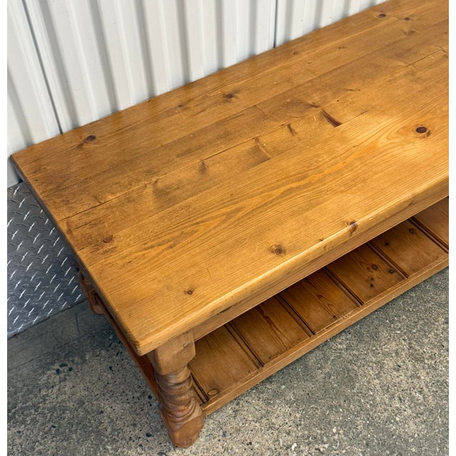 Brown Late 20th Century Scrubbed Pine Farmhouse Barley Twist Coffee Table For Sale - Image 8 of 10