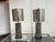 Design Plus Gallery presents a Pair of Vintage Antiqued Mirror + Bronze-Tone Metal Table Lamps. Sourced by the Design Team...
