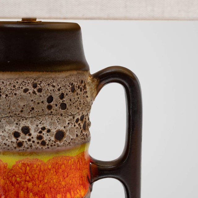 20th Century German Orange Fat Lava Ceramic Table Lamp For Sale - Image 9 of 18