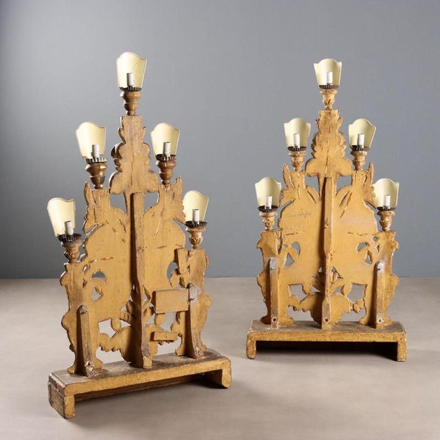 Baroque Carved Wooden Torchlights, Set of 2 For Sale - Image 11 of 12