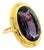 Vintage Italian Jumbo Amethyst Cocktail Ring in 14k Gold, 20 Carats, Size 7.75 For Sale
