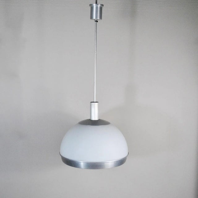 Mid-Century Modern Pendant in Plex and Steel with Lighting Part in Faceted Glass by Pia Guidetti Crippa, 1960s For Sale - Image 3 of 9
