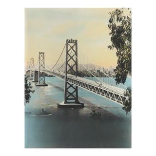 Early 20th Century Golden Gate Bridge Colortone Photograph For Sale