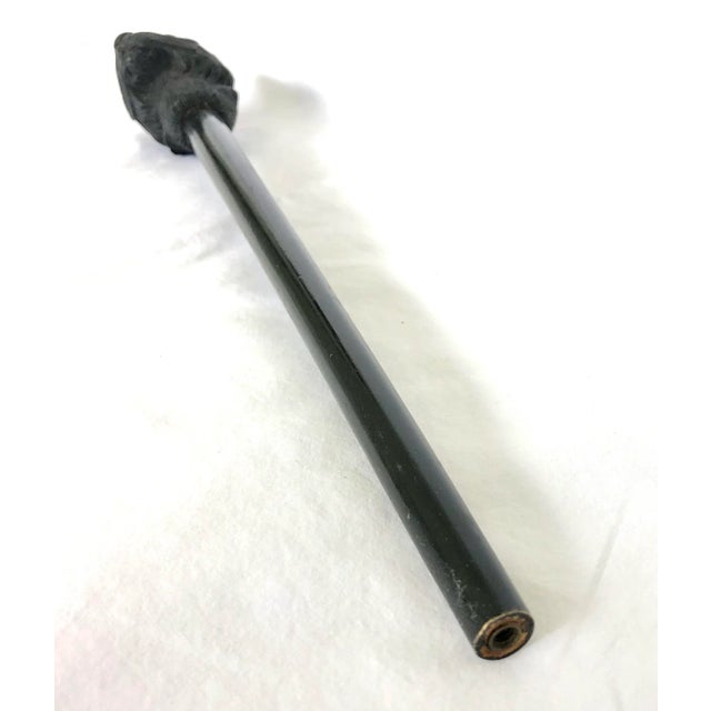 Black Early 20th Century Parasol Handle With Carved Black Cat Head With Green Glass Eyes For Sale - Image 8 of 9
