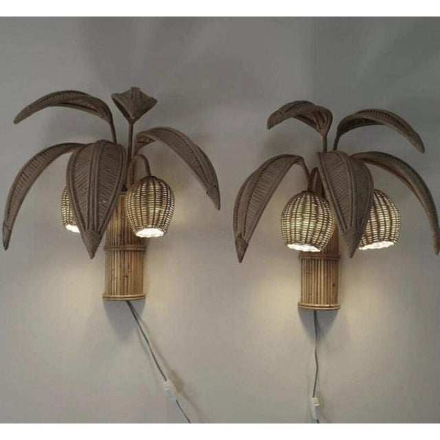 1990s Rattan Coconut Wall Light, 1990s For Sale - Image 5 of 9