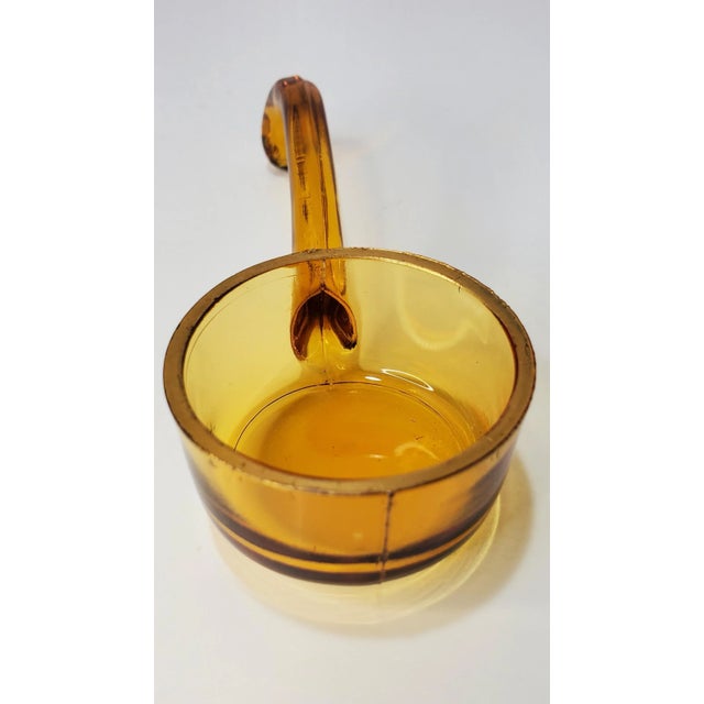 Glass Mid Century Tiffin Gold Edge Amber Glass Condiment Spoon For Sale - Image 7 of 8