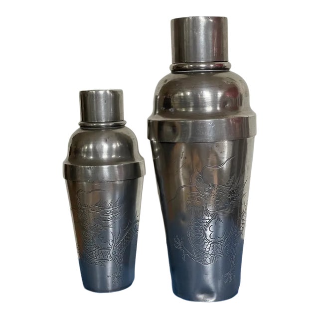 Antique Kut Hing Swatow Pewter Cocktail Shakers, China, Circa 1920s For Sale