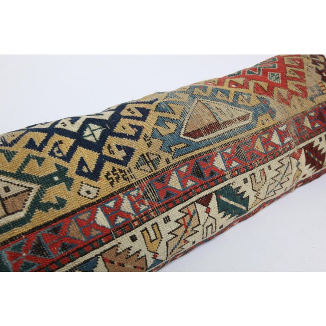 Antique Caucasian Shirvan Yellow Tone Rug Pillow Cushion Cover -16'' X 47'' For Sale - Image 9 of 11