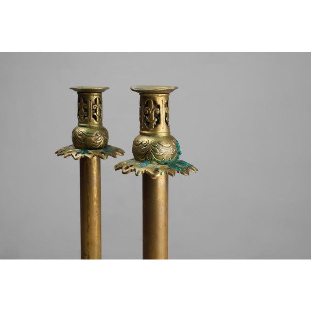 France / 1900 / set Candlesticks / Copper / Antique / Rustic Two antique candlestick in copper crafted in France around...