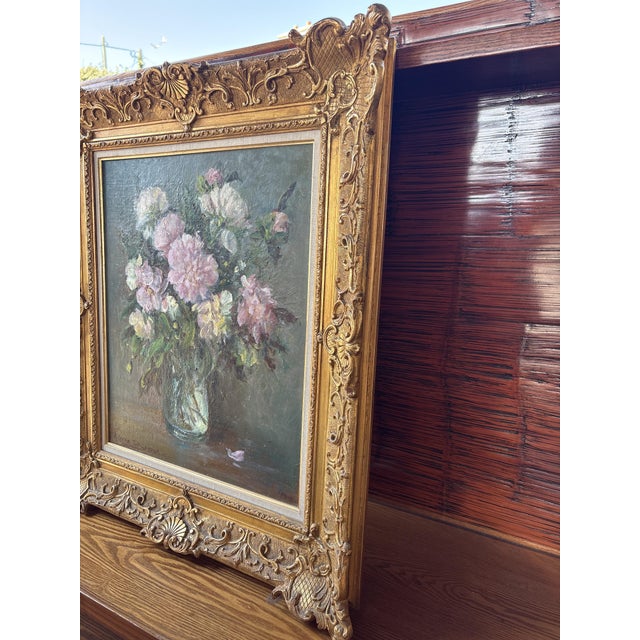 Postmodern Victor Zolnierowicz, Still Life with Peonies, 1950s, Oil Painting on Canvas, Framed For Sale - Image 3 of 18