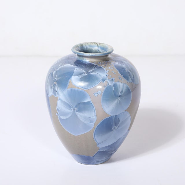 Mid-Century Modern Mid-Century Hand-Thrown Porcelain Crystalline Glaze Ceramic Vase by Sid Oakley For Sale - Image 3 of 15