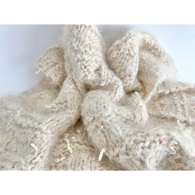 Cream Mohair Handwoven Throw Blanket For Sale - Image 4 of 7