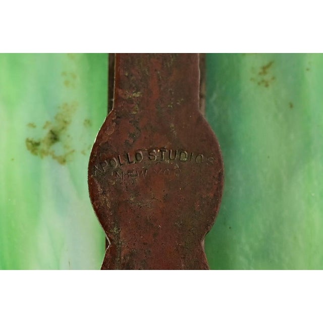 Apollo Studios New York Arts & Crafts Grapevine Pattern Bronze and Slag Glass Picture Frame For Sale - Image 11 of 13