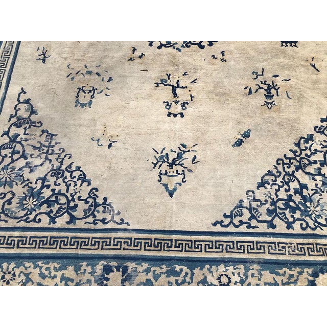 Antique Collectible Ningxia Chinese Rug Circa 1840 For Sale - Image 9 of 10