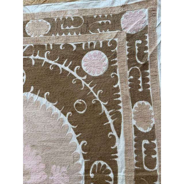 Mid 20th Century Suzani Tablecloth From Asian 4'6'' X 5'1'' For Sale - Image 11 of 18