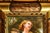 Art Nouveau Maiden Antique German Porcelain Tile Painting Carved Wood Frame For Sale - Image 11 of 15