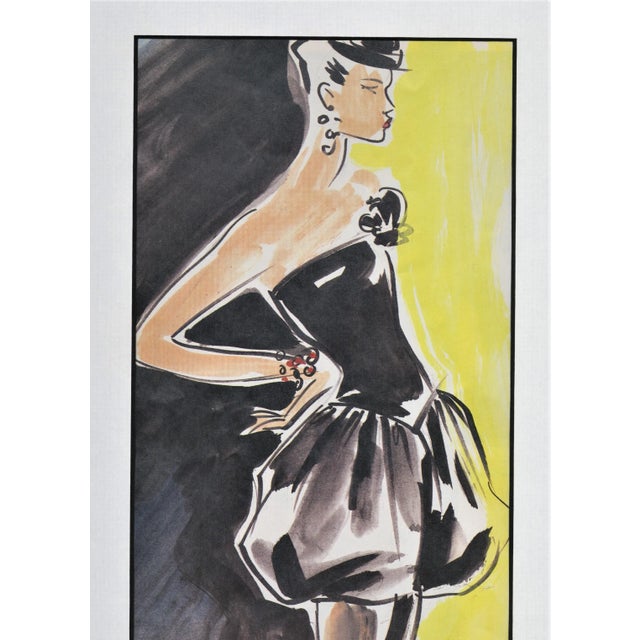 This is a matted French fashion print that highlights a Givenchy couture design for the winter season of 1987-88. It...
