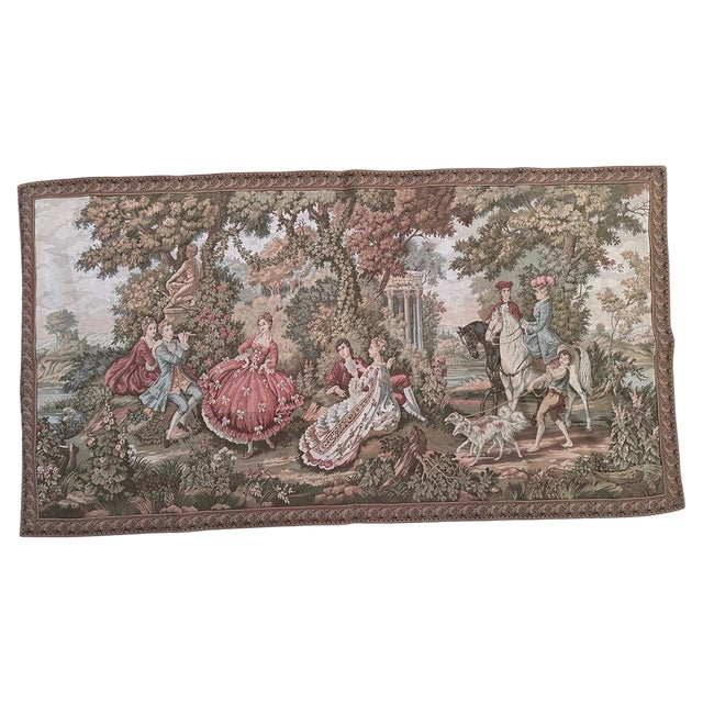 Vintage French Aubusson Style Jacquard Tapestry, 1980s For Sale