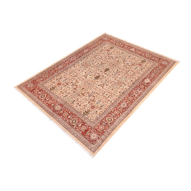 Shabby Chic Tan/Rust Wool Rug - 8'0'' X 9'9'' For Sale - Image 9 of 10