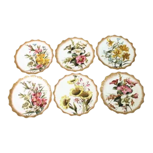 Antique George Jones Crescent Hand Painted Fine China Lunch Salad Dessert Plates Set of 6