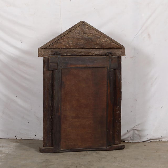 Antique Indian Teakwood Window Frame, C. 1880-1900, With a Mirror Added For Sale - Image 4 of 4