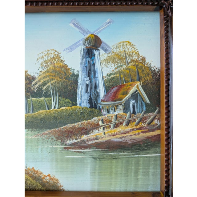 Black Mid Century Oil Painting Framed For Sale - Image 8 of 10