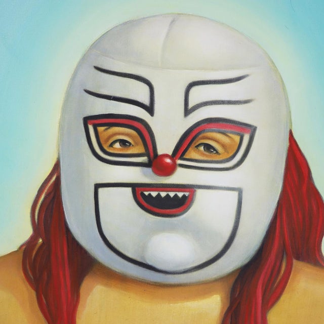 Circa 1970, we offer this rare Mexican Wrestler Acrilic Painting.