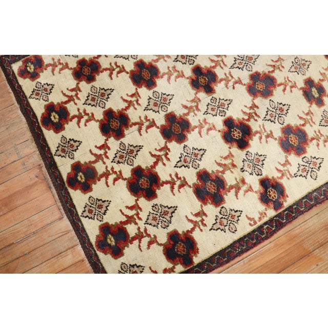 Rustic Ivory Vintage Turkish Square Rug - 3'11" x 4'9" For Sale - Image 3 of 18