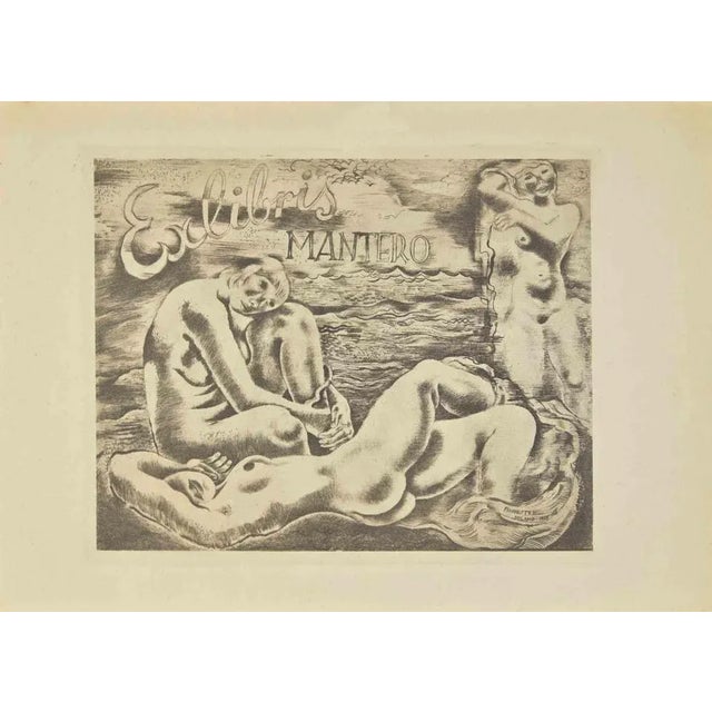 Ex Libris - Mantero is an Etching print created by Michel Fingesten in 1937. Signed in plate and dated on the lower right...
