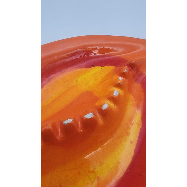 Mid-Century Ceramic Leaf Ashtray, Orange and Yellow Drip Glaze, 1960s For Sale - Image 9 of 9