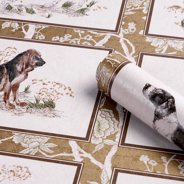 2020s SAMPLE - Schumacher Chaser’s Legacy Metallic Wallpaper In Gold Metallic For Sale - Image 5 of 6