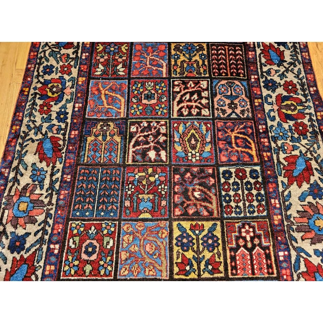 Vintage Persian Bakhtiari Rug, Hand-Knotted Wool, Allover Garden Panel Pattern, Pale Yellow & Red,5x7 For Sale - Image 10 of 16