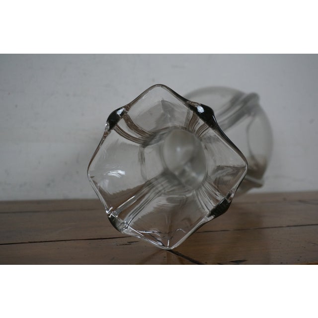Large Hand Blown Bulbous Ruffled Art Glass Centerpiece Flower Vase For Sale - Image 12 of 12
