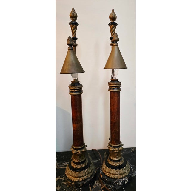 1920s French Empire Neoclassical Style Student Lamps - a Pair For Sale - Image 4 of 4