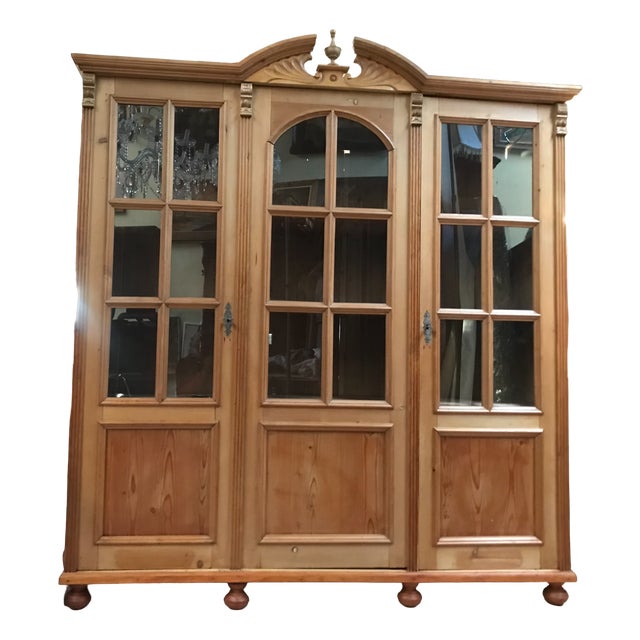 Large Glazed Pine Sideboard, 1930s For Sale