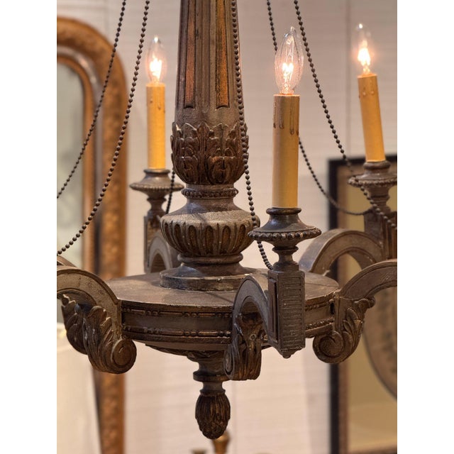Carved and Painted Chandelier For Sale - Image 9 of 15