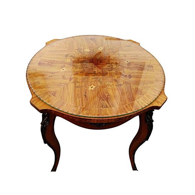 Wood Louis XV Style Marquetry Coffee Table, 1920s For Sale - Image 7 of 7