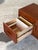 Newly refinished Danish teak credenza, featuring beautiful teak grain, filing drawers as well as open cabinetry, and...