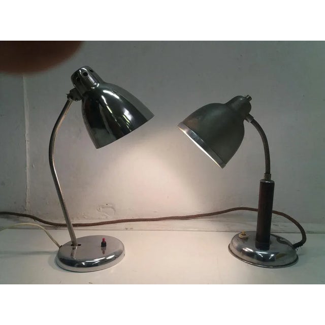 - made in czechoslovakia - made of metal, chrome and wood - 1. Lamp: all chrome, adjustable, 1935 dimension: h 51 x w 25 x...