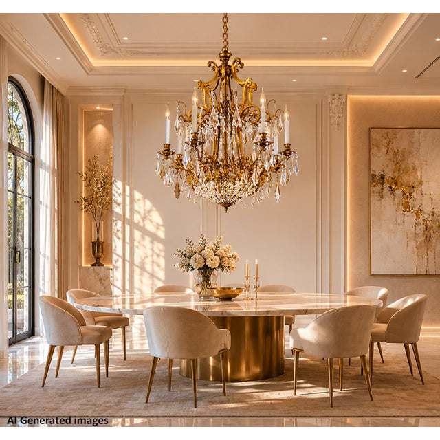 Large 20th Century Chandelier in Bronze and Crystal For Sale - Image 16 of 17