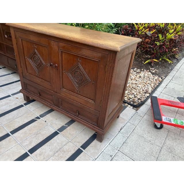 1900 - 1909 1900s Antique English Solid Oak, Linen Press. Jacobean For Sale - Image 5 of 6