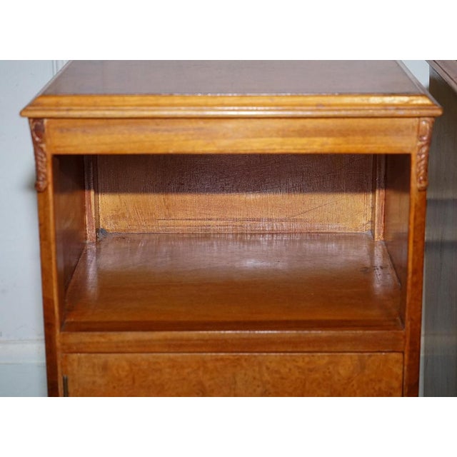 Art Deco Walnut Nightstands Bedside Tables, 1920s, Set of 2 For Sale - Image 6 of 18
