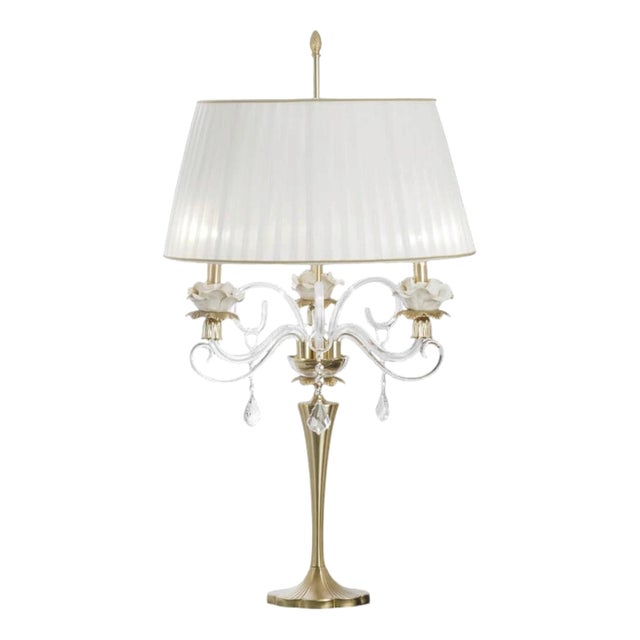 Collection Flower Table Lamp in Metal and Crystal by Jago For Sale