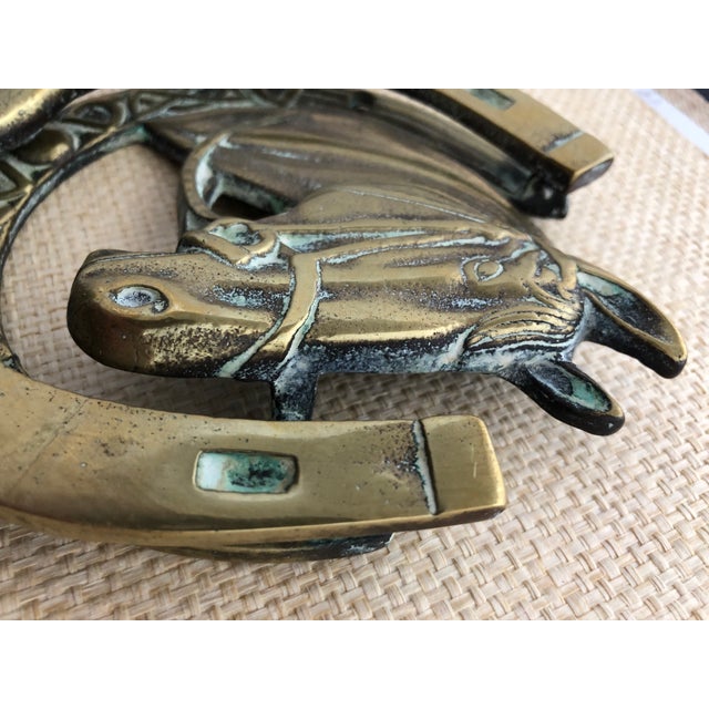 Brass Solid Brass Horse Motif Door Knocker With Equestrian Designs For Sale - Image 8 of 9