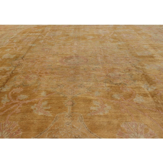 Stunning Antique Fine Burlu Oushak Rug in Gold and Neutral Tones For Sale In Atlanta - Image 6 of 10