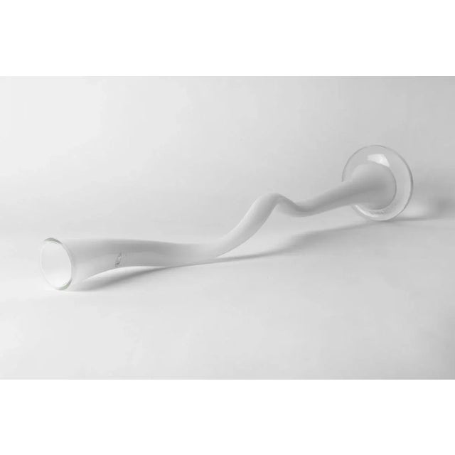 Beautiful tall and sculptural frosted glass vase by Ivat Glassware Italy. This piece has an attribution mark, I am sure...