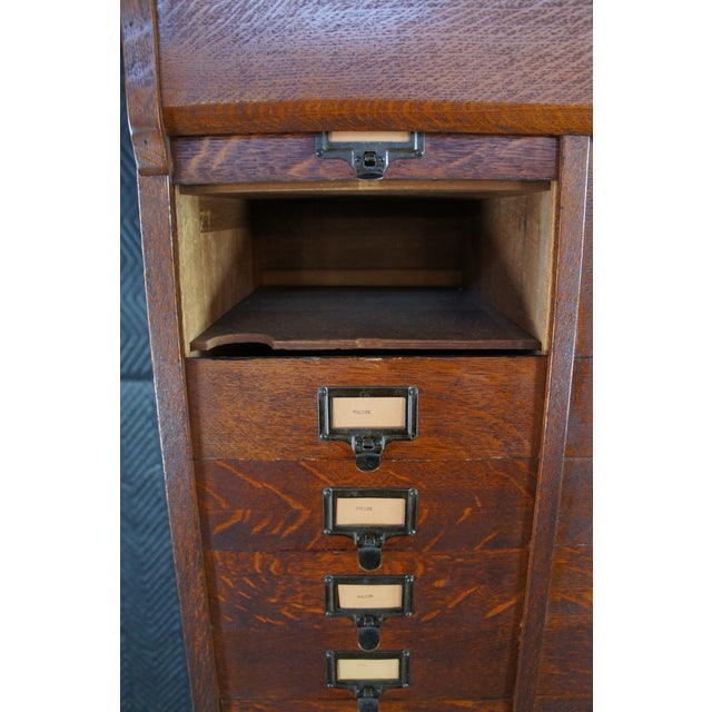 Antique Ohmers Sons 48 Drawer Oak Industrial Apothecary Amberg Filing Cabinet For Sale - Image 10 of 14