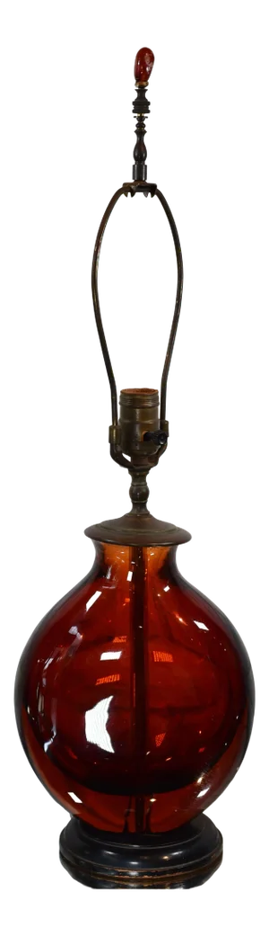 Mid Century Modern Red Murano Art Glass Seguso Lamp, Unmarked